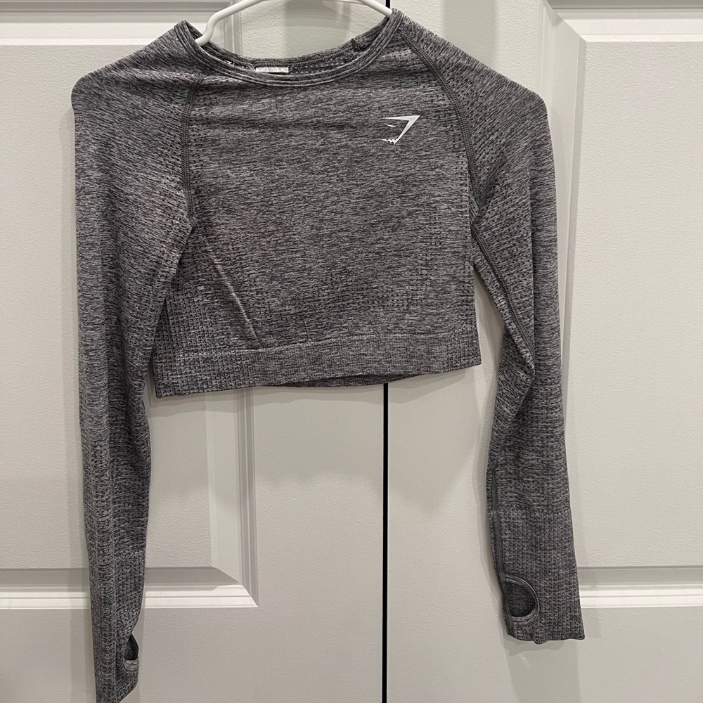 Gymshark vital seamless long sleeve crop top grey